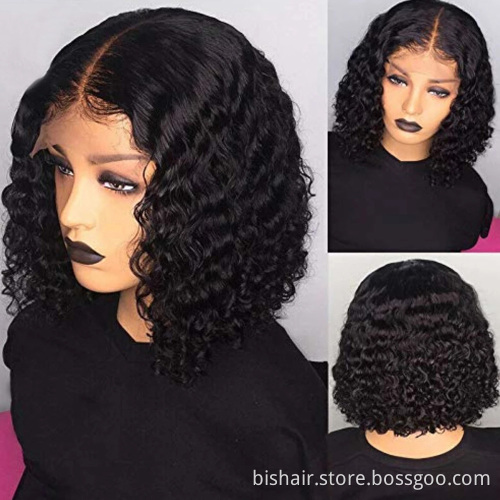 Wholesale 1B/27 Honey Blonde Curly 13x4 Lace Front Human Hair Wigs Brazilian Short Bob Lace Frontal Wig Bob For Black Women